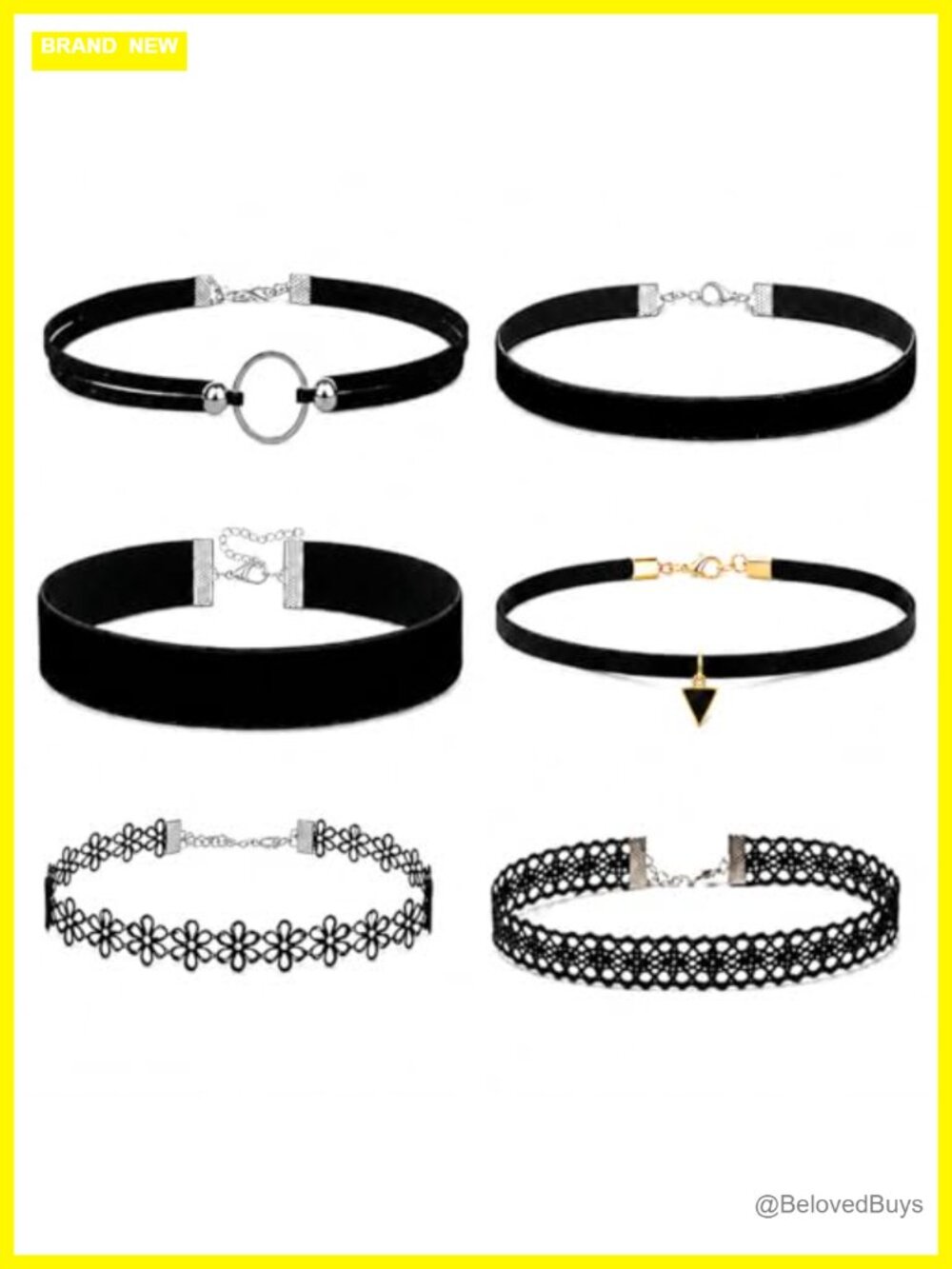 6pc Choker Necklace Set Chokers Velvet Lace Mesh Adjustable Costume Jewelry